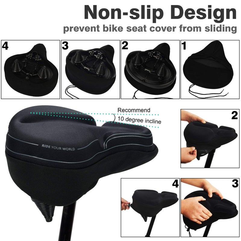 DAWAY Memory Foam Bike Seat Cover - C6M Extra Soft Pad Most Comfortable Big Exercise Bicycle Saddle Cushion for Women Men, Fit for Peloton, Stationary, Indoor Bikes, Mountain, Road Bycicle - Image 5